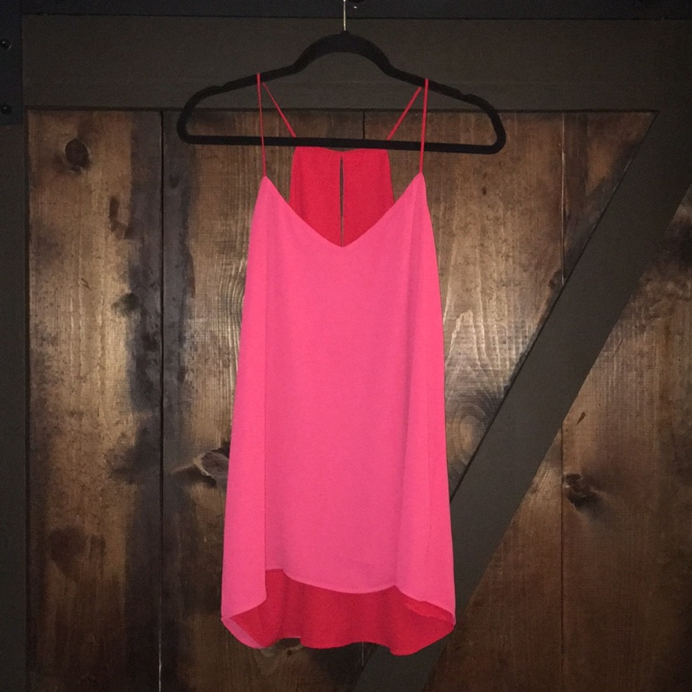 Convertible red/pink strappy, flowy tank
